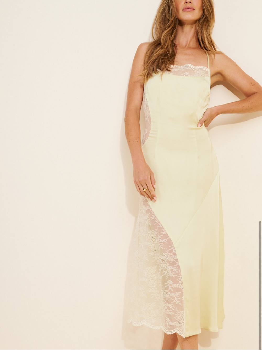 Saemdi Lace-insert Slip Midi Dress